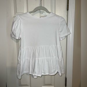 Zara white peplum blouse tee